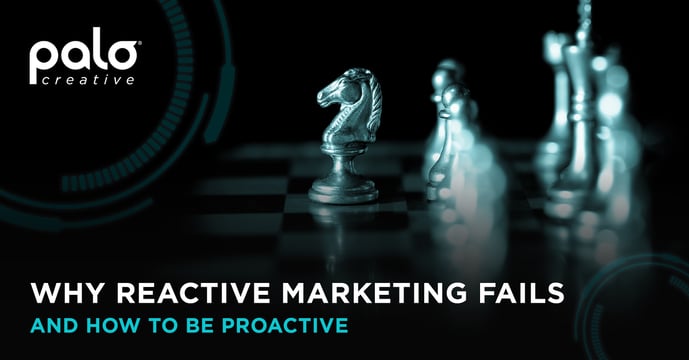 Blog cover image by Ohio marketing and advertising agency Palo Creative, illustrating the contrast between reactive marketing chaos and a calm, proactive marketing strategy plan.