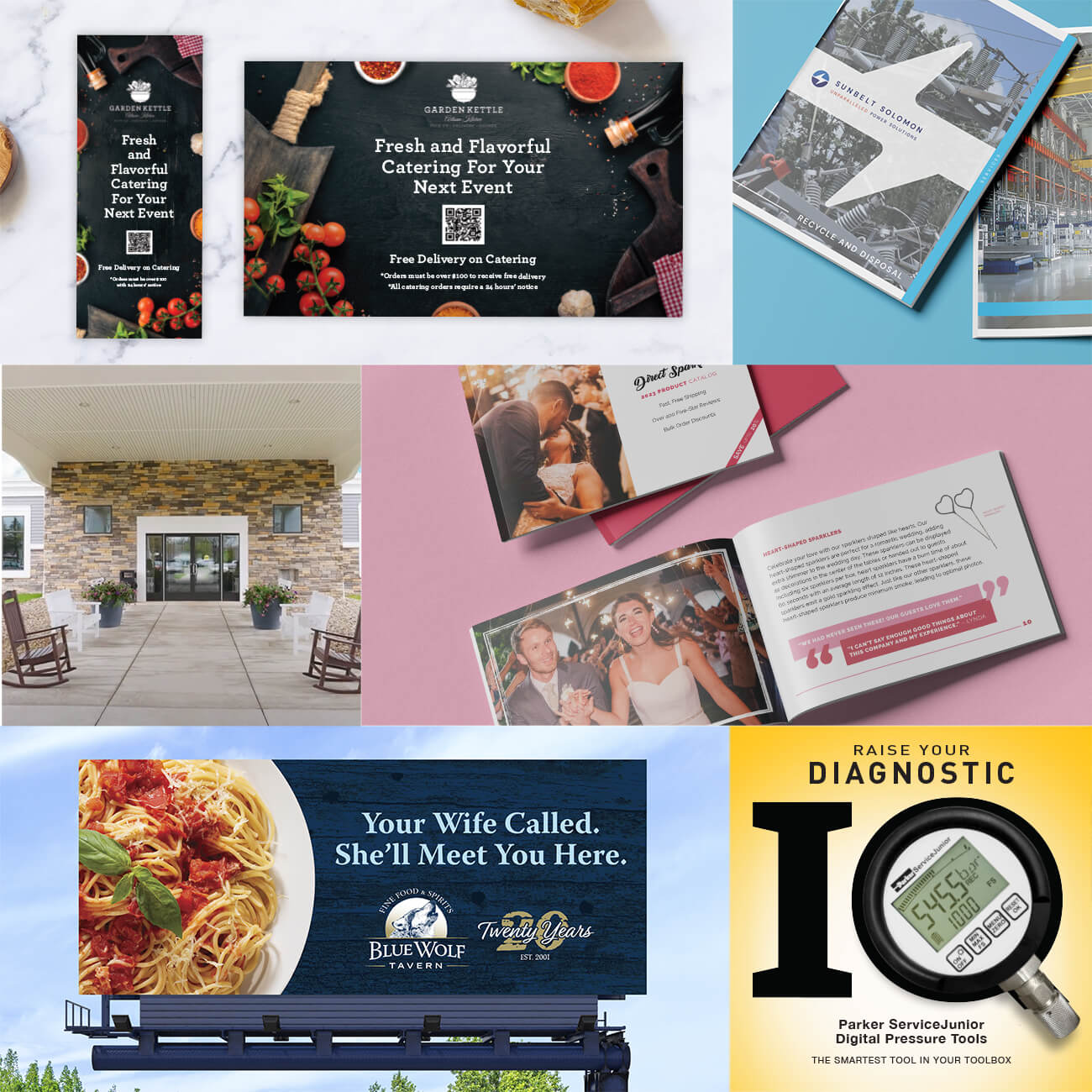 Collage of Custom Traditional Marketing Creative Projects